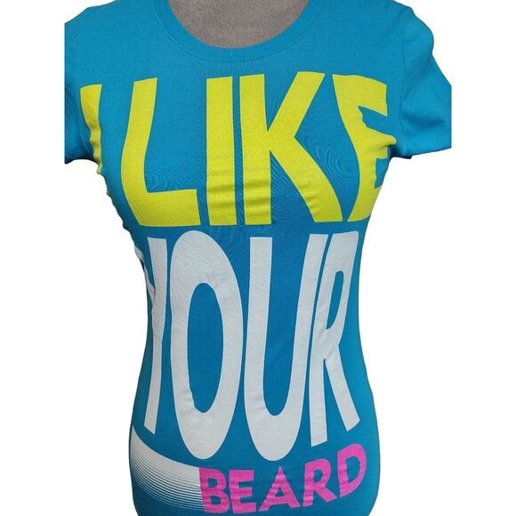 Decoded Womens Graphic Tee  I Like Your Beard Tshirt Short Sleeve Slim Fit Small - Picture 3 of 7